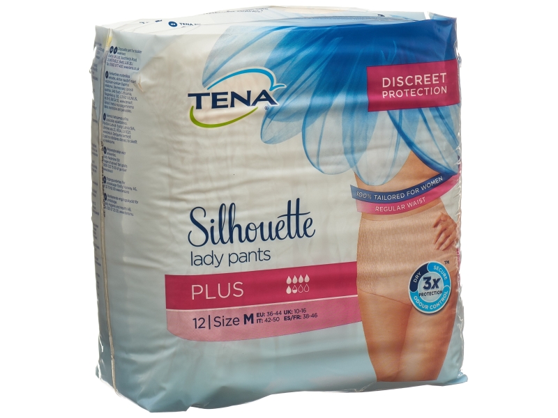 TENA Silhouette Plus M Crème, 12 Pièces